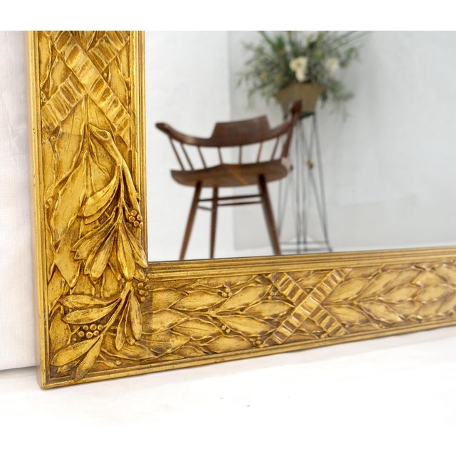Late 20th Century Fine Gold Gilt Gesso Italian 53x38 Rectangle Wall Mirror For Sale - Image 5 of 11