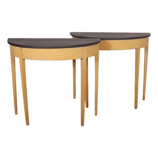Small Painted Demi Lune Console Tables, 1890s, Set of 2 For Sale