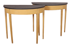 Small Painted Demi Lune Console Tables, 1890s, Set of 2