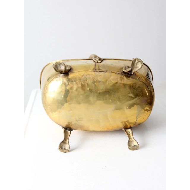 Antique Brass Firewood Bucket For Sale - Image 9 of 12