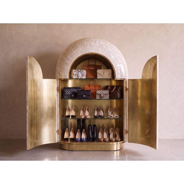 Arcana Mother of Pearl and Brass Cabinet or Wardrobe For Sale - Image 9 of 13