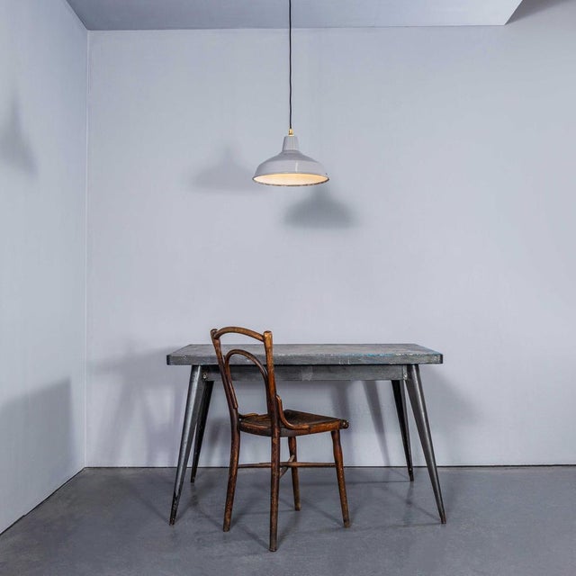 Industrial Grey Enamelled Pendant Lamp from Benjamin, 1950s For Sale - Image 9 of 12