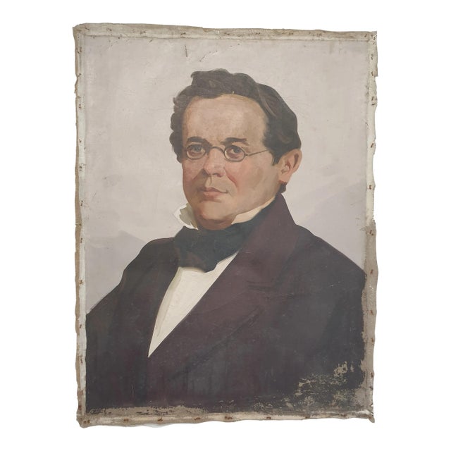 1970s Male Portrait Oil Painting, Ukrainian Art (80-60) For Sale