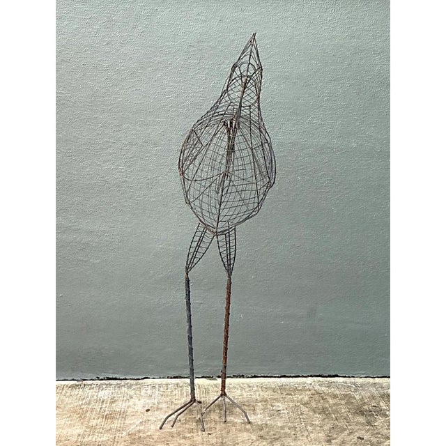 Vintage Iron Wire Rooster Sculpture For Sale - Image 9 of 12