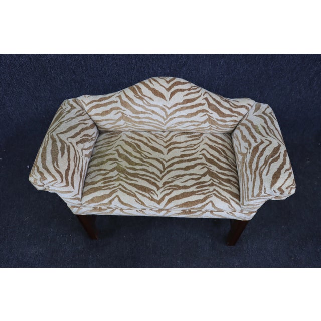 Mid 20th Century Chippendale Style Mahogany Tiger Print Vanity Bench For Sale - Image 5 of 8