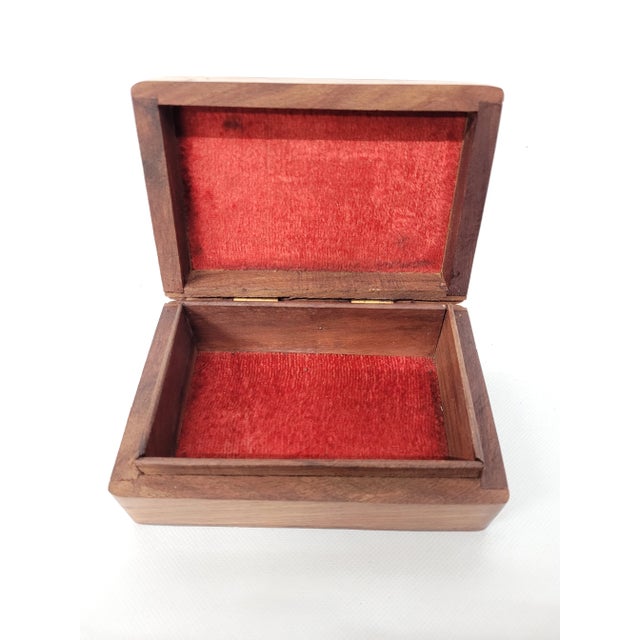 Wood 1980s Vintage Miniature Brass & Wood Box For Sale - Image 7 of 9