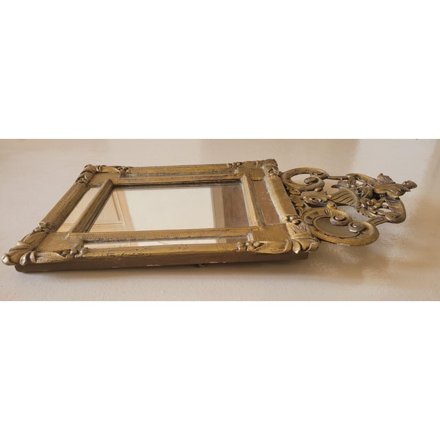 Wood Antique French Hand-Carved Gilded Mirror, Late 19th Century For Sale - Image 7 of 9