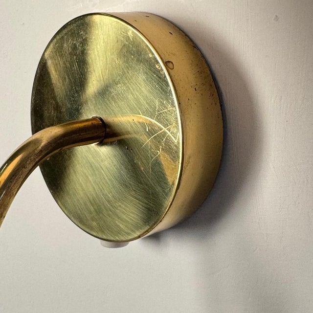 Brass Wall Lamps with Opaline Glass by Paavo Tynell, 1940s, Set of 2 For Sale - Image 12 of 18