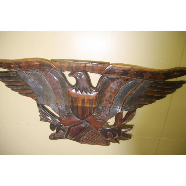 1960s 1960s Hand Carved Wooden Eagle Wall Sculpture For Sale - Image 5 of 6