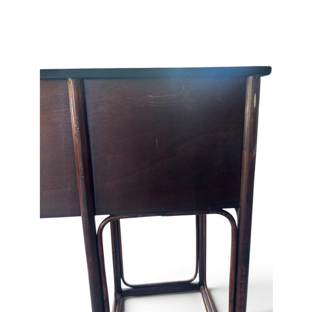 Vintage Chinoiserie Bamboo & Rattan Console Desk With Hand-Painted Lacquer Top For Sale - Image 11 of 12