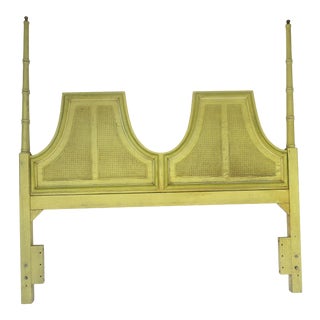 1970s “Vintaged” Stanley Furniture Hollywood Regency Pinewood Queen Size Headboard For Sale
