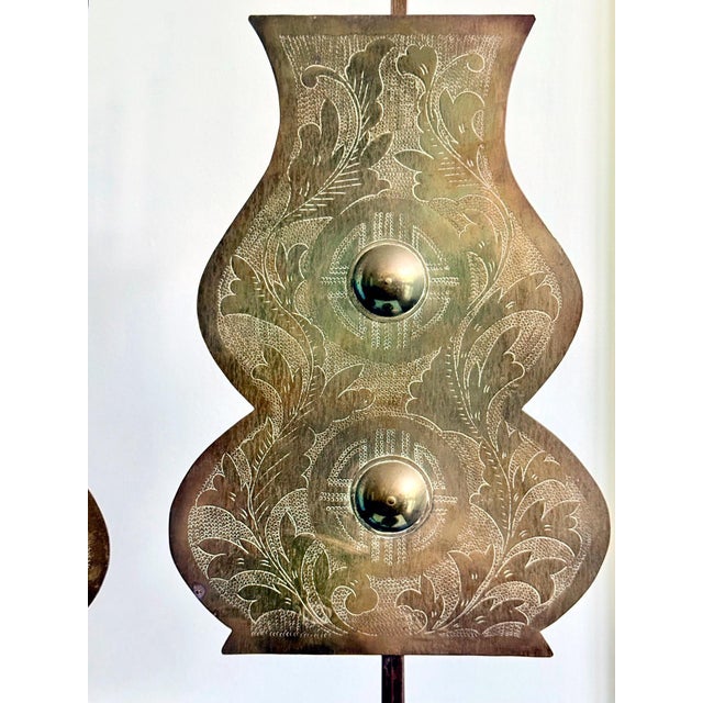 Pair of Antique Korean Brass Candlesticks with Reflector Shields For Sale - Image 12 of 13
