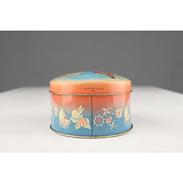 Blue Vintage Tin Cote Dor Easter Can with Rabbit and Ducks, 1930s For Sale - Image 8 of 10