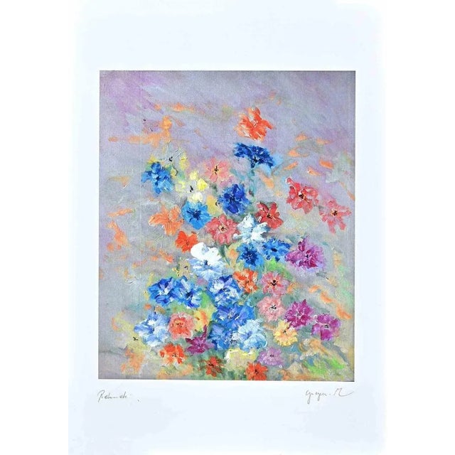 Martine Goeyens, Flowers, Digigraph Print, Late 20th Century For Sale - Image 4 of 4