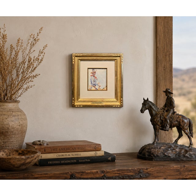 Edward Borein "Western Cowboy on horse"Original Rare 1924 Monotype American South Western Art - Monotype oil/ink on...