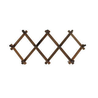 Vintage Wood Accordion-Style Wall Hat Rack For Sale