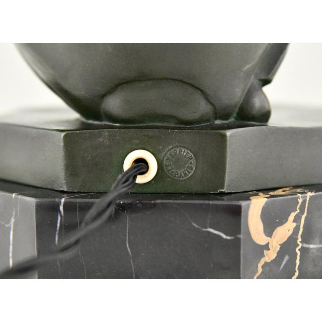 Art Deco Monkey with Umbrella Lamp by Max Le Verrier, 1927 For Sale - Image 11 of 13