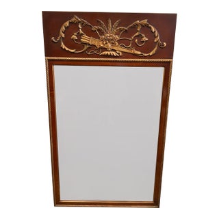 Empire Style Mahogany Wall Mirror With Brass Ormolu Crest For Sale