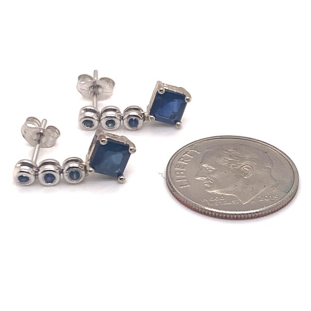 Metal Natural Sapphire Dangle Earrings 14k Gold 1.32 TCW Certified For Sale - Image 7 of 11