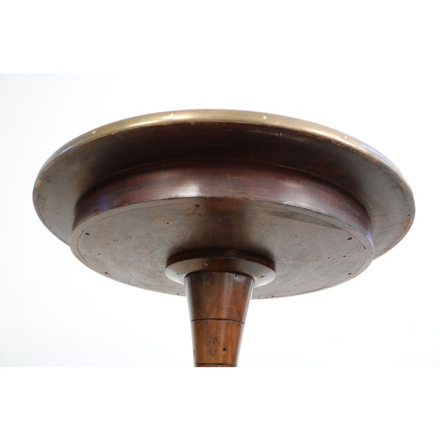 Round Ships Table in Dark Stained Wood with Brass Details by Gustavo Pulitzer-Finali, Italy, 1940s For Sale - Image 18 of 18