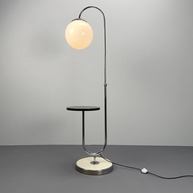 Vintage Steel Tube Floor Lamp with Integrated Table, 1920s For Sale - Image 4 of 13