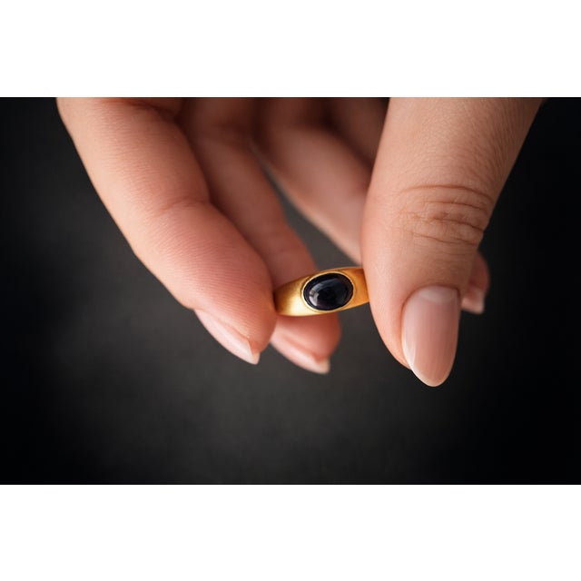 Black 14kt Solid Gold Ring With Opal Cabochon, Size 5 For Sale - Image 8 of 8