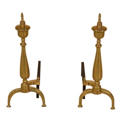 Federal Style Brass Fireplace Andirons A Pair Chairish