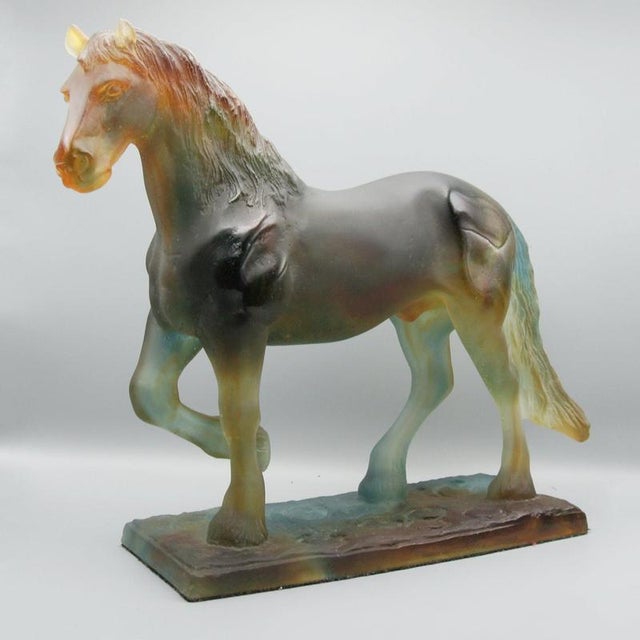 A daum crystal pâte de verre study after the original sculpture entitled 'hadrien horse' by jean-françois leroy. Limited...