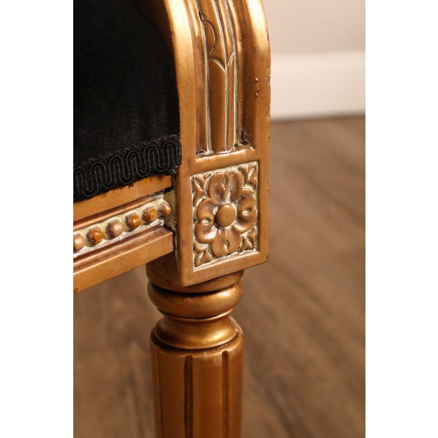 Louis XVI Style Giltwood Armchair With Black Upholstery For Sale - Image 11 of 18
