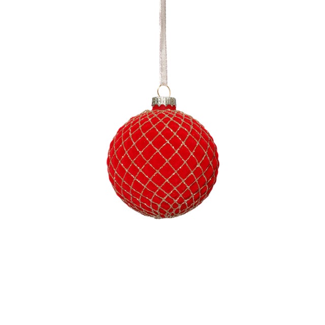 Elevate your seasonal decorating with these flocked glass ornaments, finished with striking gold accents for a festive yet...