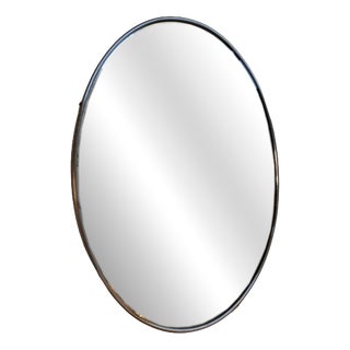 Vintage Danish Oval Teak Mirror, 1960s For Sale