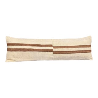 Turkish Hemp Pillow Cushion Natural Beige Brown Cushion Cover 14"x45" For Sale