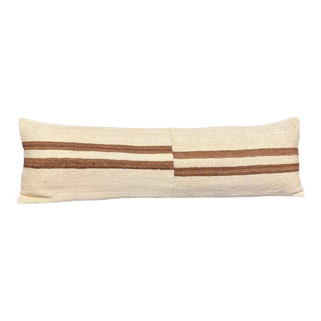 Turkish Hemp Pillow Cushion Natural Beige Brown Cushion Cover 14"x45" For Sale