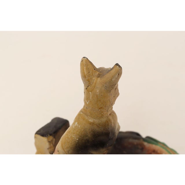 Mid 20th Century Carved and Painted Chalkware German Shepherd Ashtray For Sale - Image 10 of 13