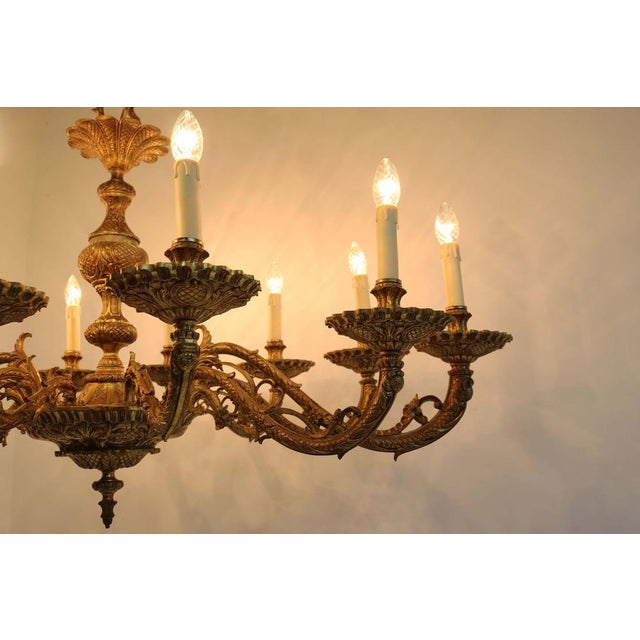 Antique Italian Oval Chandelier in Brass, 1920s For Sale - Image 10 of 18