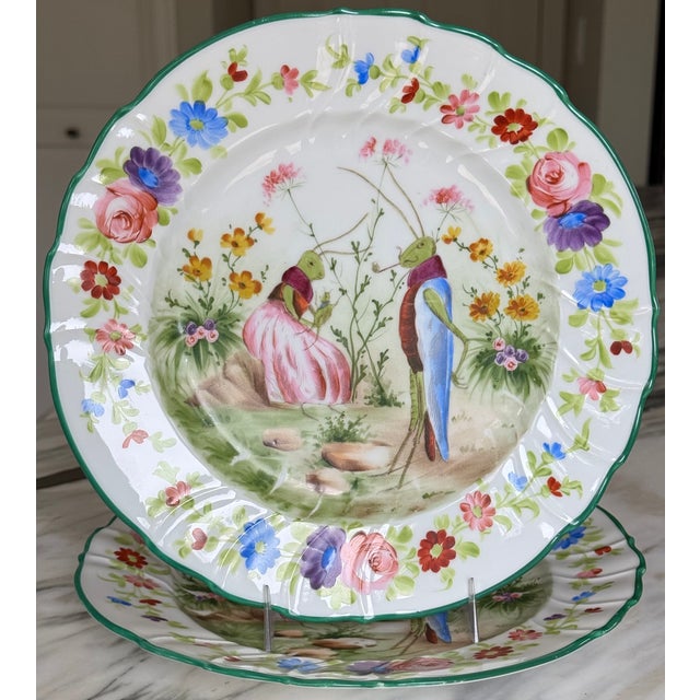 Green Antique Charles Ahrenfeldt Aesop's Fables Bohemian Decorative Plates - A Pair For Sale - Image 8 of 8