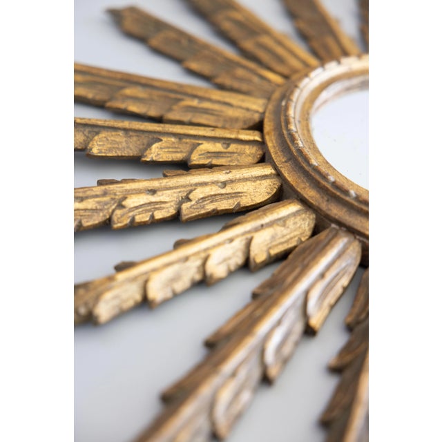 1910s Antique French Giltwood Sunburst Mirror For Sale - Image 5 of 11