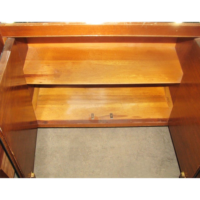 Vintage Art Deco Wooden Curved Mirrored Vanity For Sale - Image 4 of 6