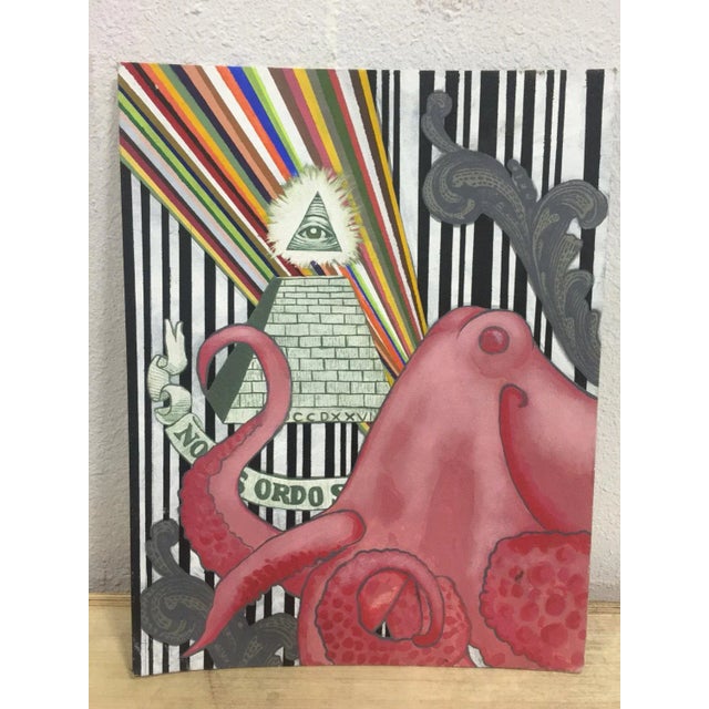 Surreal painting titled “Keeping Up With The Jones’s” by Houston, Texas artist Ruqqayya Muadoodi. Appears to be acrylic on...