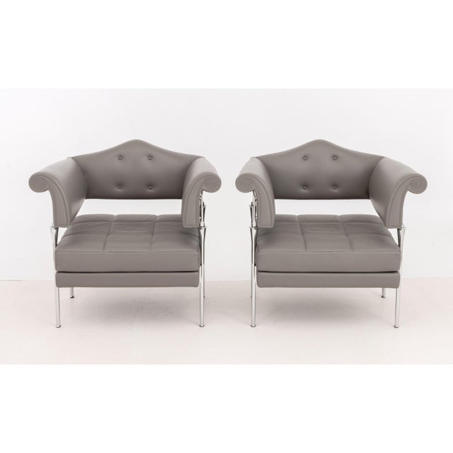 Luca Scacchetti for Poltrona Frau "Hydra Enif" Arm Chairs, Pair For Sale - Image 10 of 11