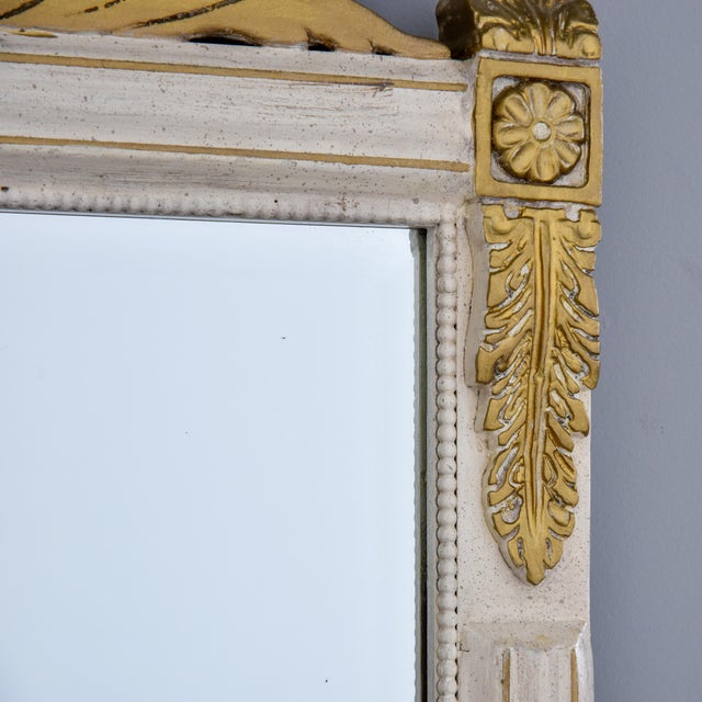 Cream Mid-Century French Neoclassical Style Carved Giltwood and Painted Mirror For Sale - Image 8 of 10