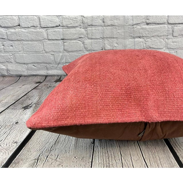 20 x 20 Hemp Pillow Turkish Cushion Natural Pinkish Red Pillow Cushion Cover For Sale - Image 4 of 4