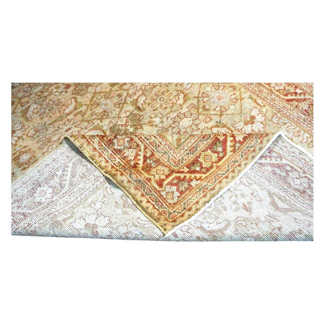 Antique Persian Sultanabad Wool 4x7 Tan, Ivory, Rust & Olive Handmade Area Rug #1142543 For Sale In Houston - Image 6 of 7