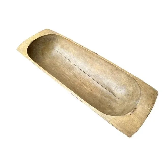 Farmhouse Early 1900s Antique Primitive Hand Carved Wooden Dough Bowl Wood, XL For Sale - Image 3 of 6