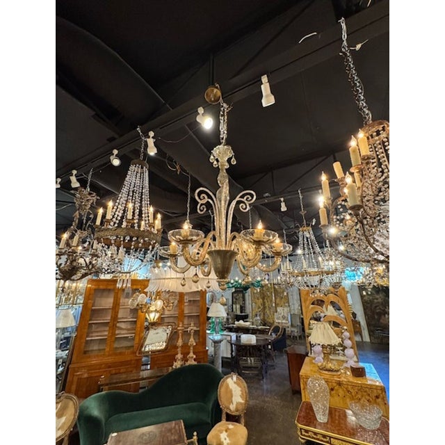 Traditional Murano Amber Glass 6-Arm Chandelier For Sale - Image 3 of 6