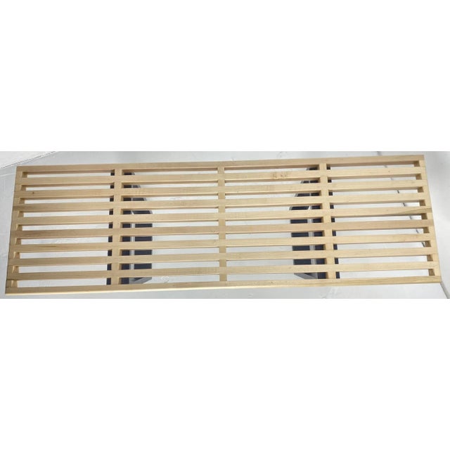 Wood Mid-Century Platform Bench - George Nelson Style Slat Design For Sale - Image 7 of 7