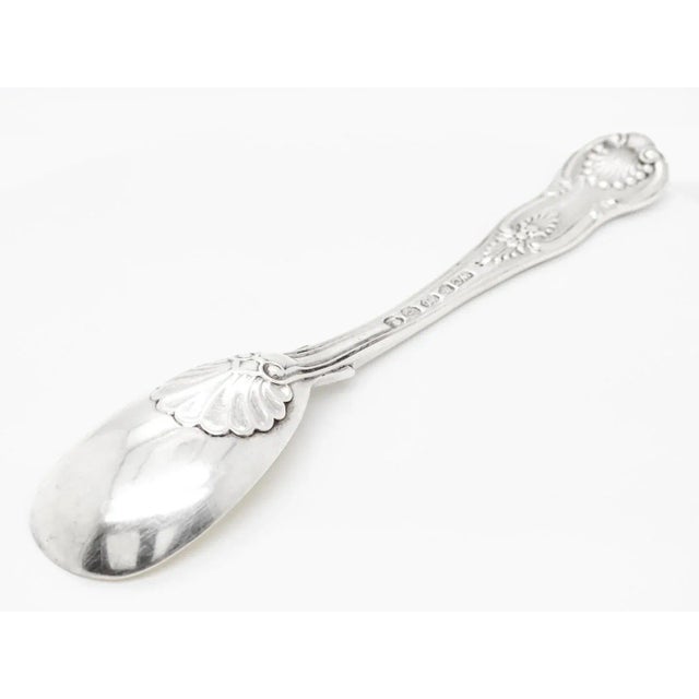 Antique English Sterling Silver Kings Mustard Spoon by William Chawner II For Sale - Image 4 of 7
