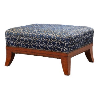 20th Century Art Deco Upholstered Ottoman with Sabre Legs, France, 1950s For Sale