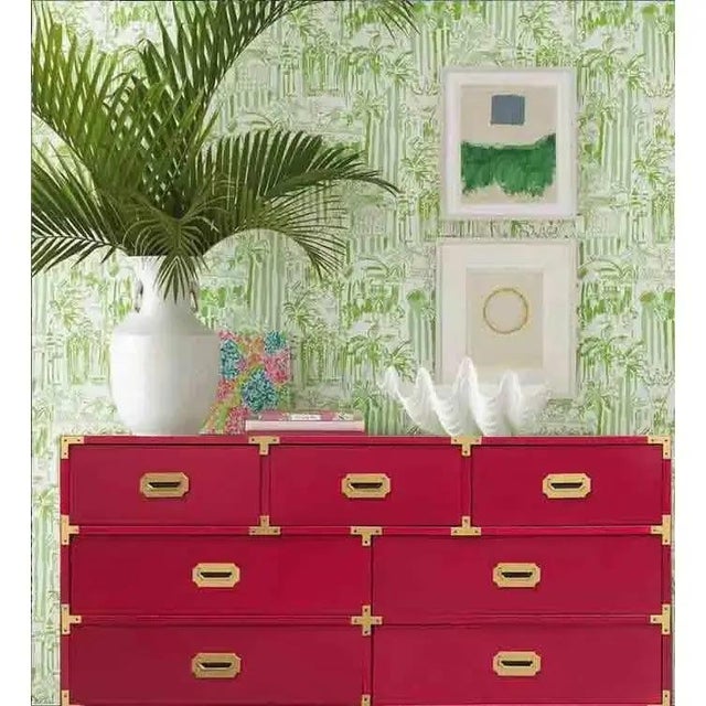 This vintage campaign-style dresser boasts high-quality craftsmanship. Featuring 7 drawers, it is adorned with sprayed...