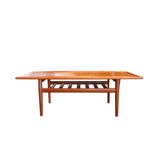 Vintage Teak Coffee Table with Magazine Shelf and Profiled Edges by Grete Jalk for Glostrup, 1960s For Sale - Image 11 of 11